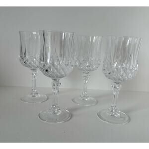 Vintage water goblets in the Longchamp pattern by Cristal D'Arques-Durand set/4